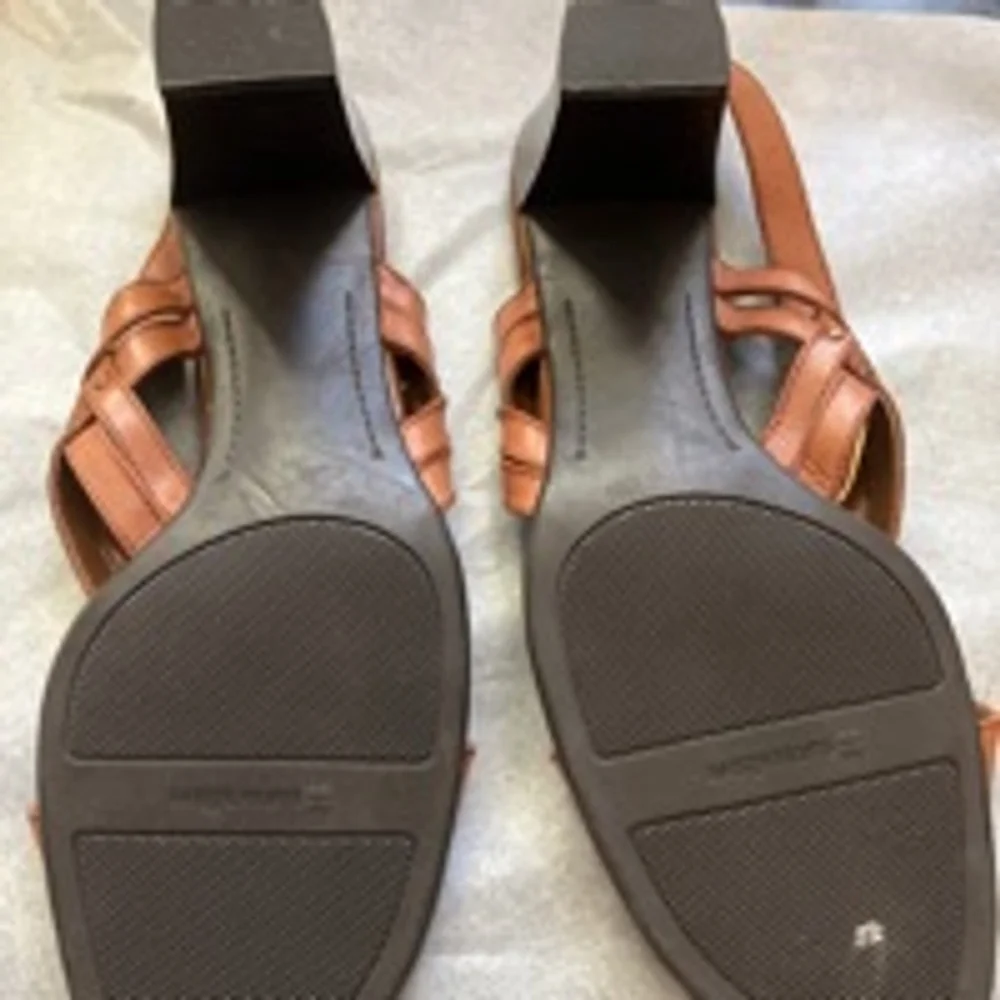 Naturalizer Brown Leather Slingback Block Heels